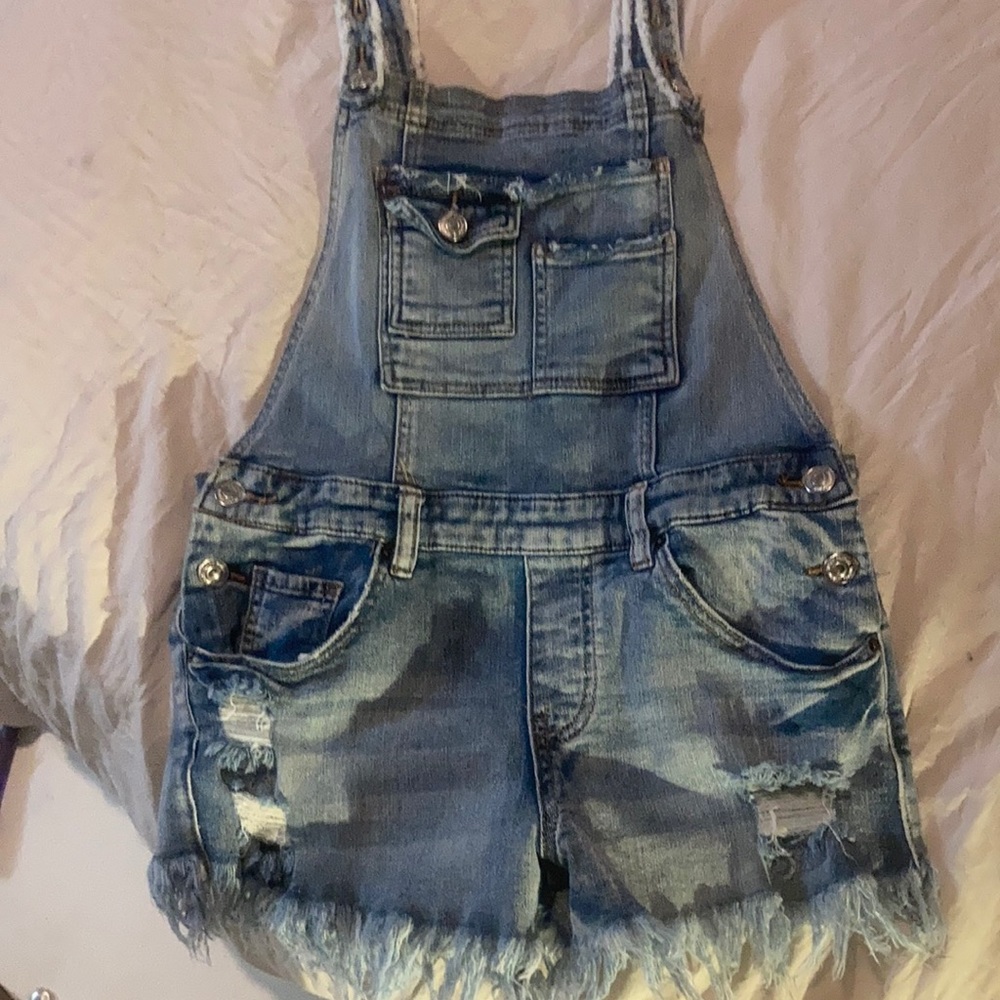 Denim shorts overalls